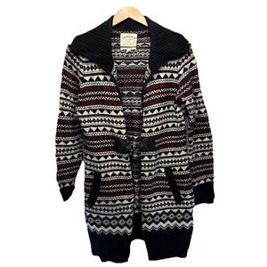 Cambridge Dry Goods Nordic Fair Isle Lambswool Duster Cardigan  Size M Vintage